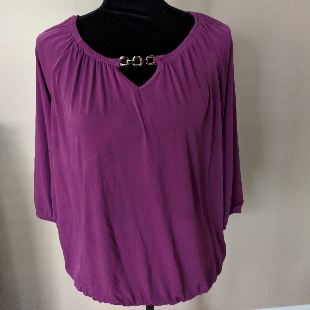 Plum Color Blouse with Gold Accent
